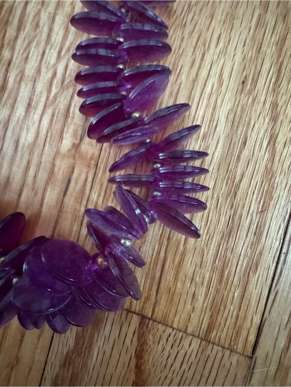 Vintage Purple Beaded Disc Necklace - Women Jewelry